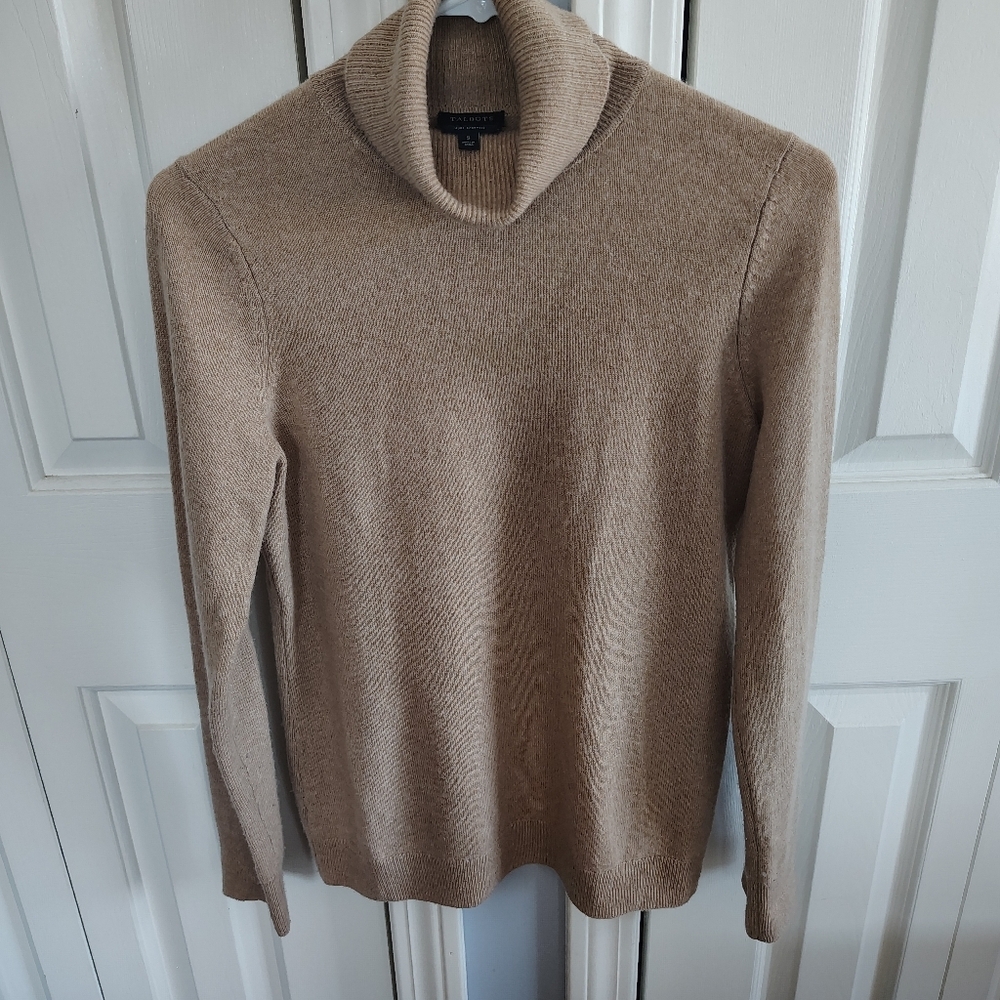 Talbots Pure Cashmere Tan Turtleneck Sweater Size S - Picture 3 of 7